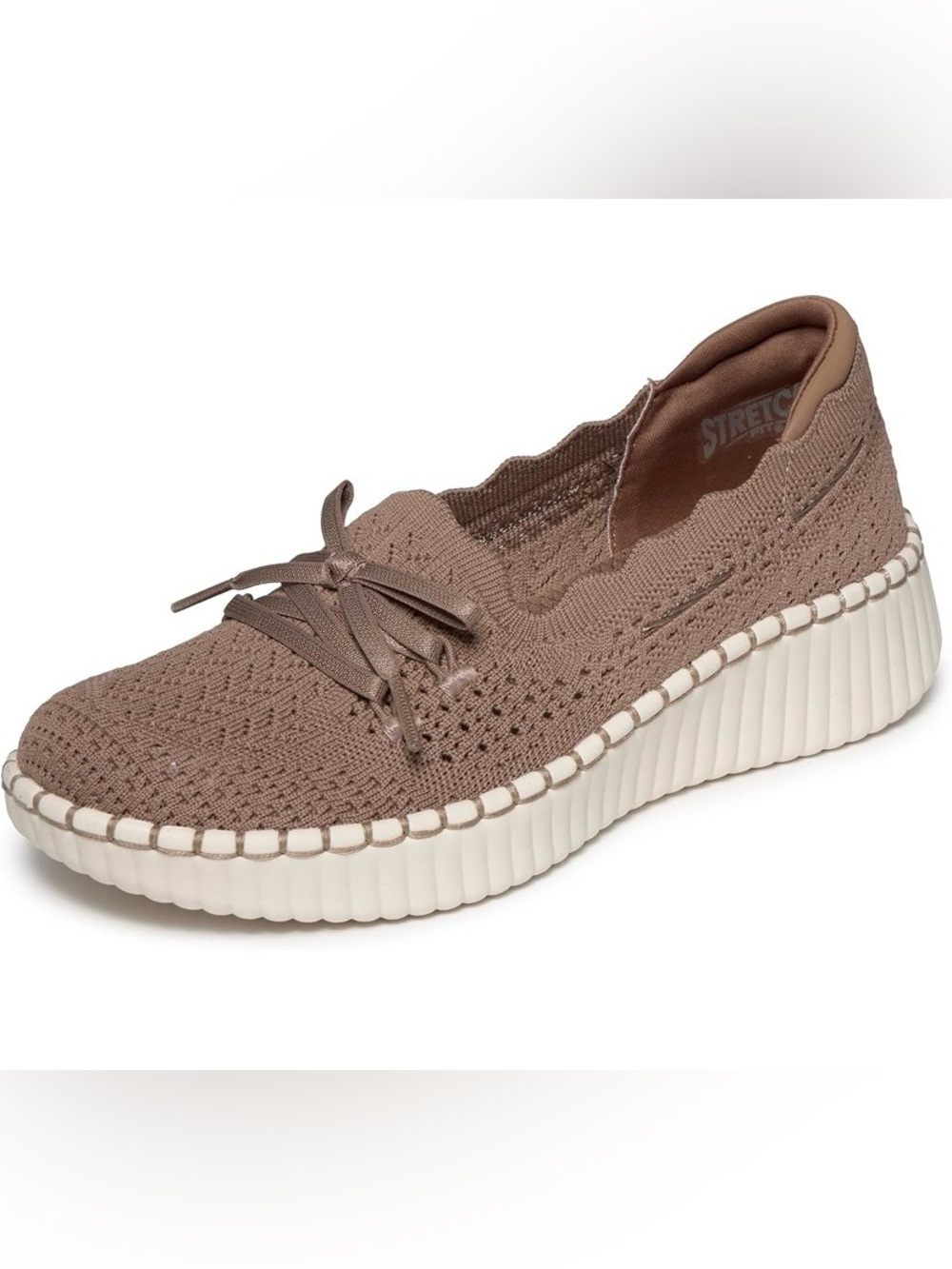 Skechers Women's Knit Lace-Up Slip-On Sneaker in Mocha - NWT